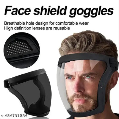 Anti-Fog Full Face Shield Upgraded, Impact & Wind Resistant Cycling Mask with Adjustable Fit, Transparent Protection for Outdoor & Kitchen Use, Heat & Blue Light Blocking