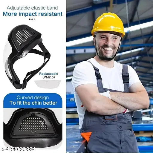 Anti-Fog Full Face Shield Upgraded, Impact & Wind Resistant Cycling Mask with Adjustable Fit, Transparent Protection for Outdoor & Kitchen Use, Heat & Blue Light Blocking