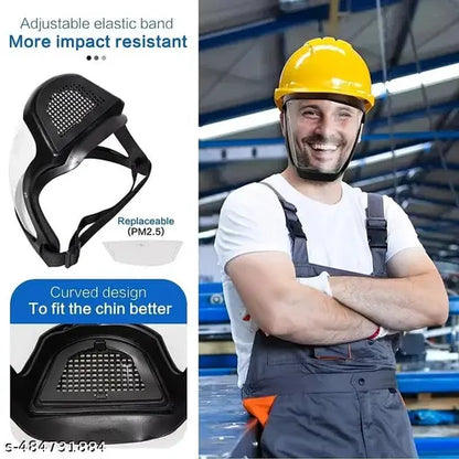 Anti-Fog Full Face Shield Upgraded, Impact & Wind Resistant Cycling Mask with Adjustable Fit, Transparent Protection for Outdoor & Kitchen Use, Heat & Blue Light Blocking